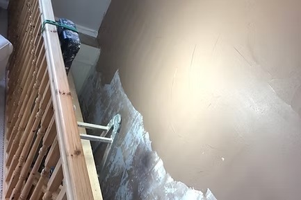 Staircase plastering showing clean lines and smooth finish