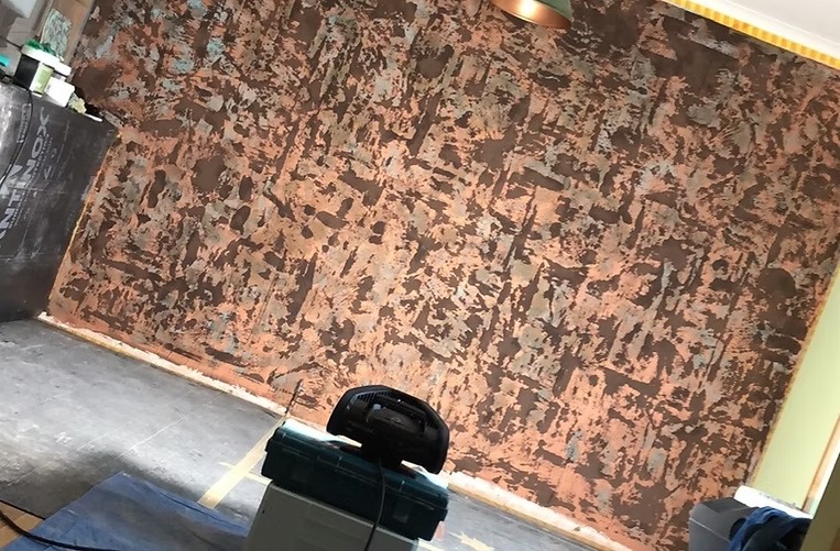 Decorative textured wall with artistic plaster finish